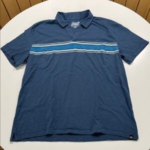 Mens Southern Tide Sun Farer Collection Striped Blue V-Neck Polo ~ XL